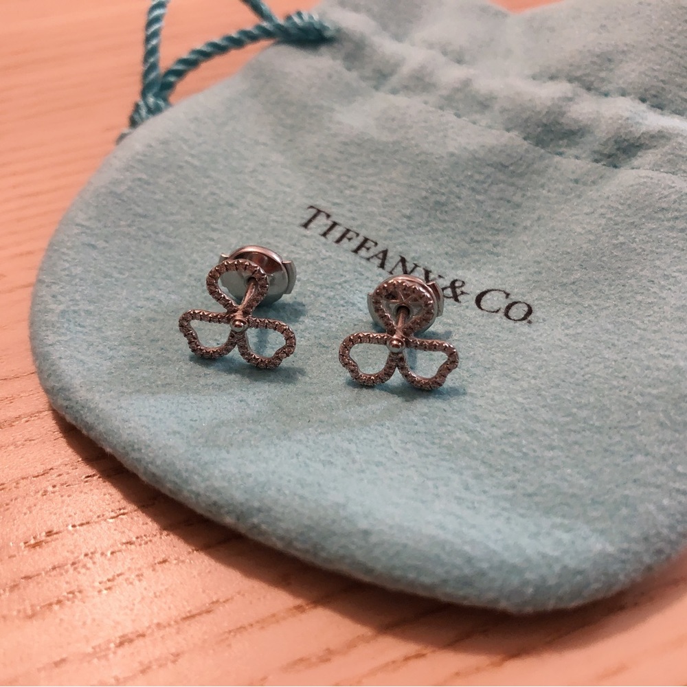 Tiffany&Co. Paper Flowers Diamond Open Flower Earrings Platinum